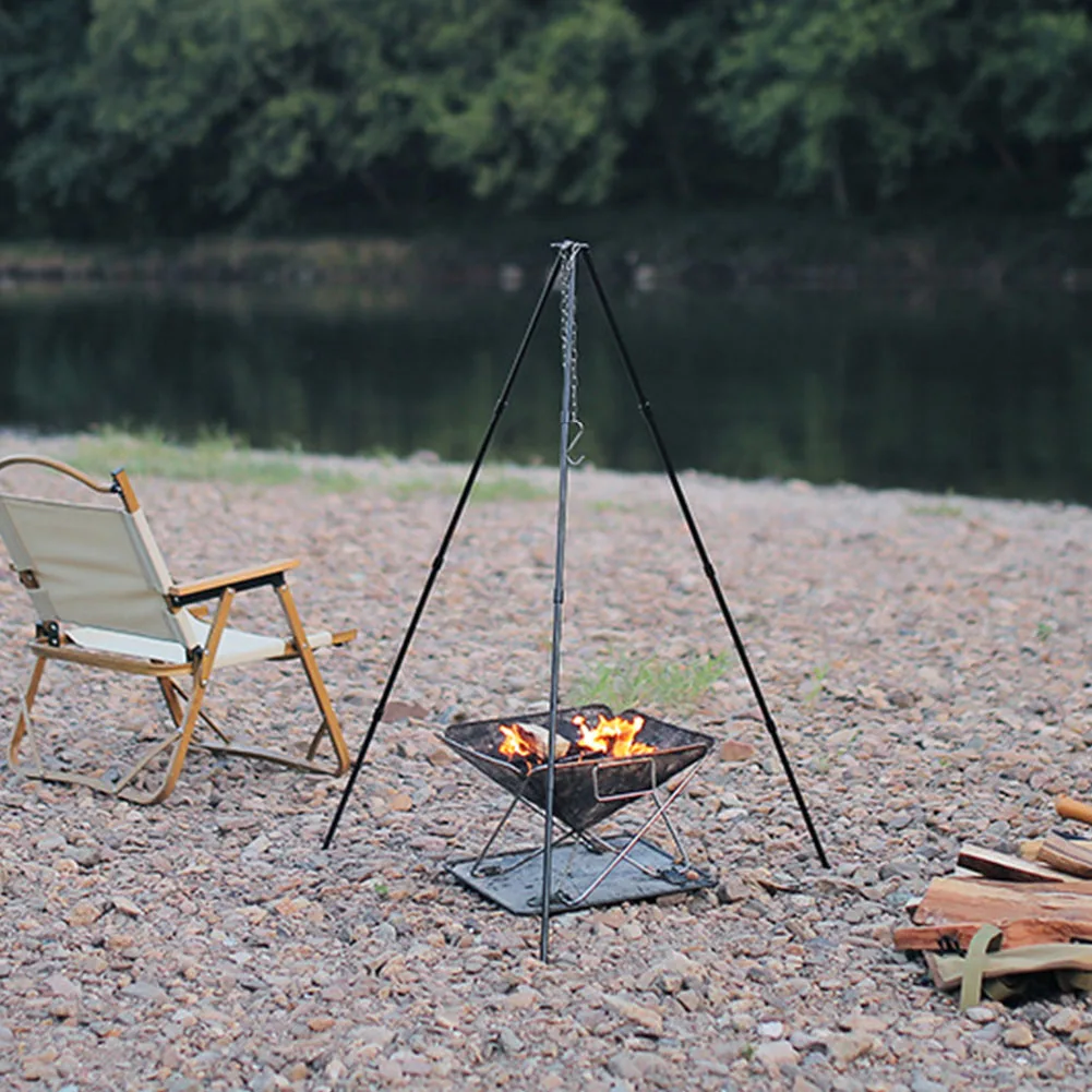 Camping Bonfire Tripod Aluminum Alloy Detachable Stand Stainless Steel Chain Cooking Pot Frame Tool Picnic Cooking Equipment view 6