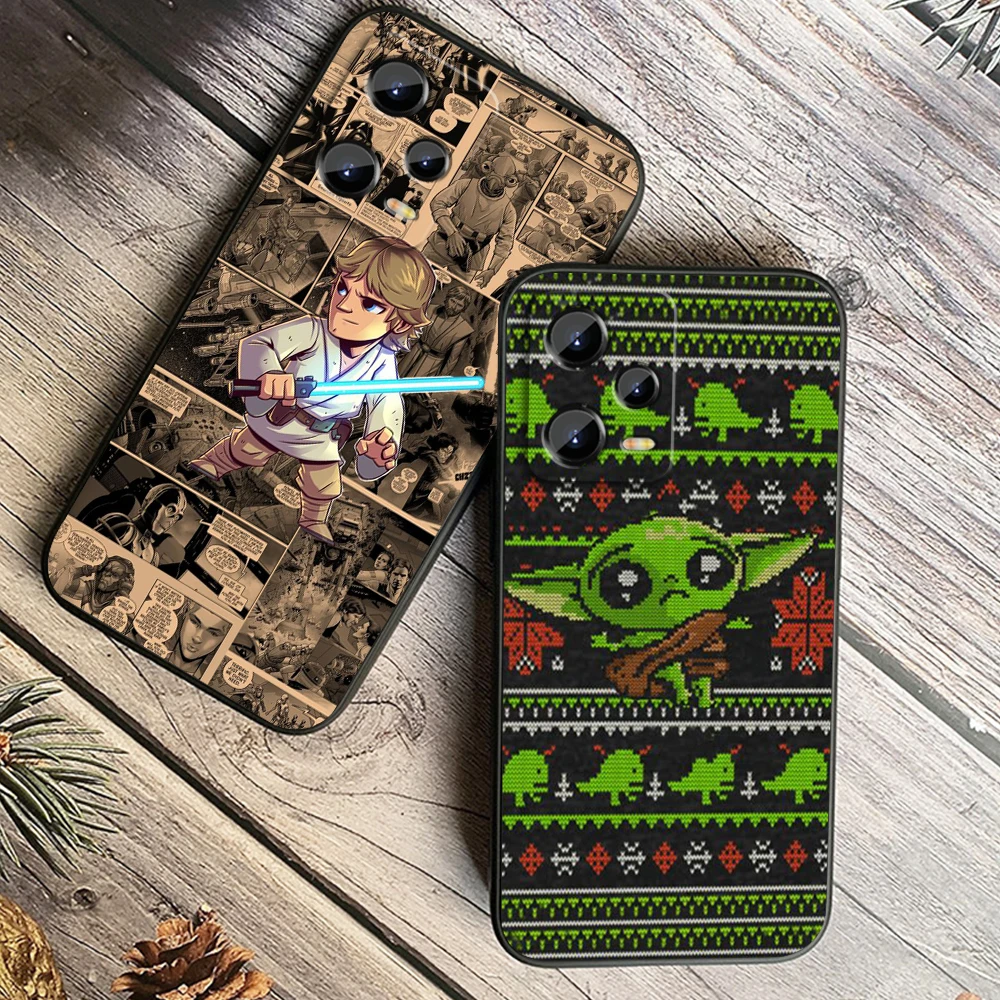 Disney Star W-Wars Yoda For Xiaomi Redmi Note 12R 12 12S Turbo 11 11T 11S 10 10S 9 8 Pro Plus 5G Black TPU Phone Case