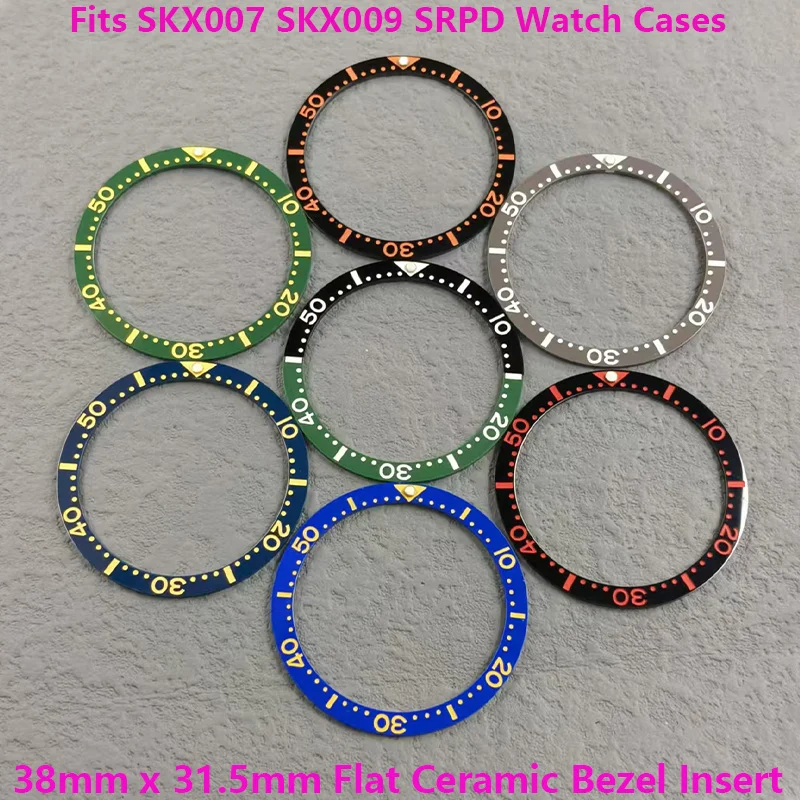 Mod SKX007 Bezel Insert 38mmx31.5mm Flat Ceramic Bezel Insert Fits SKX007 SKX009 SRPD Cases NH35 NH36 Movement Watch Insert Ring