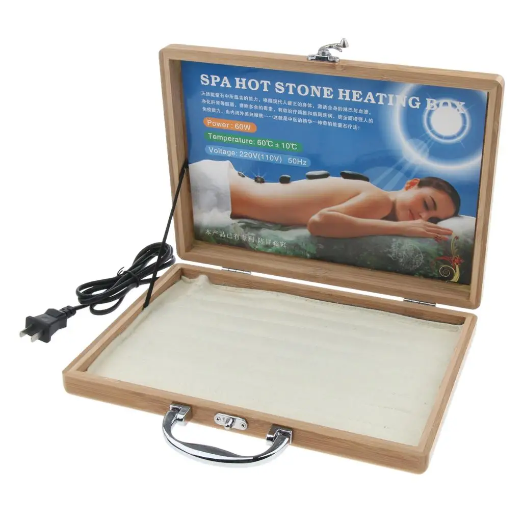 Spa Massage Hot Stone Heater, Professional Hot Stone Warmer Box Case, Portable Spa Rock Heating Device, Can Hold 16 Pcs Rocks