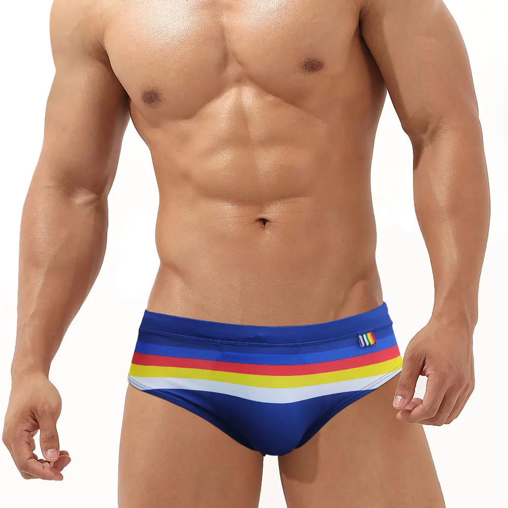 

UXH Men's Swim Briefs beach pants Surfing bathing suit RainBow Strips Sexy Surfboard Pride Day Swimwear Pad Push-up Swimming