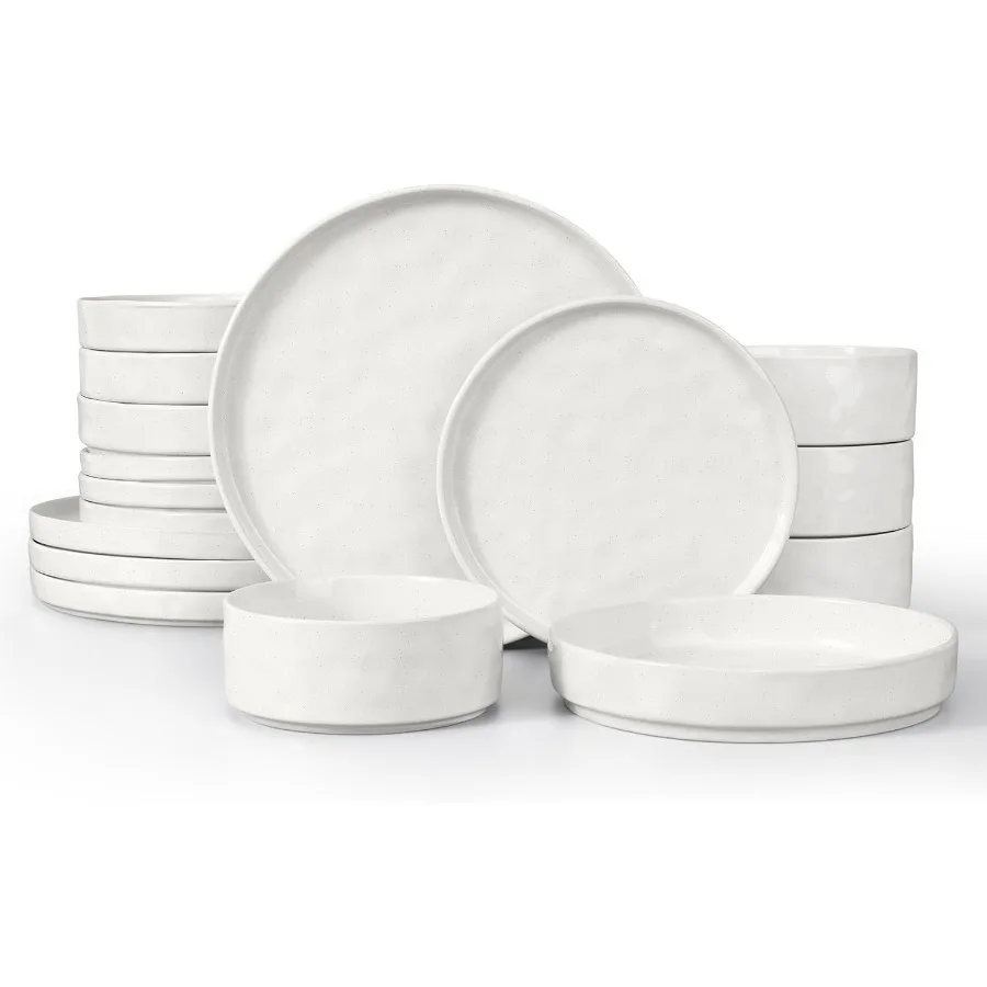 

Dinnerware Sets with Pasta Bowls for 4 16 Piece Ceramic Dinner Plates and Bowls Dish Set Kitchen Speckled Dining Tableware Dish