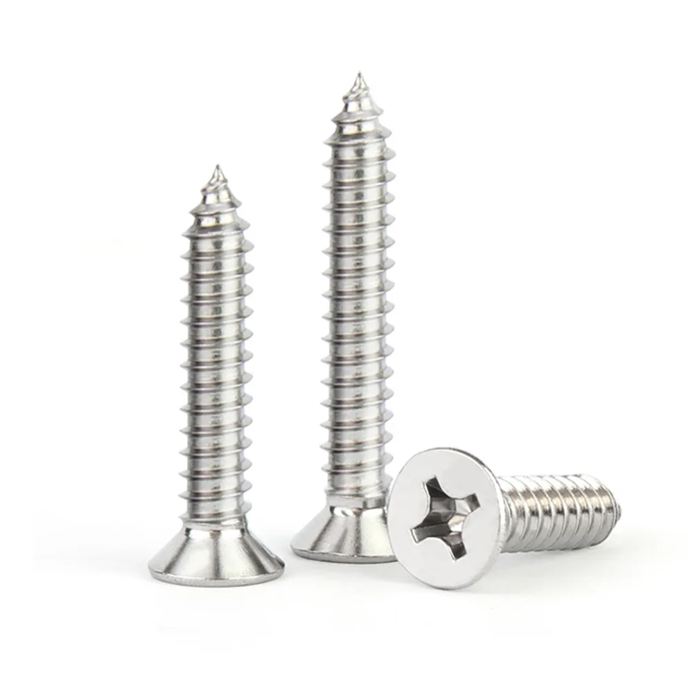 304 Stainless Steel Self-drilling Screws M1 M 1.2 M1.4 M2 M2.6 M3 M3.5 M4 M5 M5.5 M6 M8 Cross Flat Head Self-tapping Wood Screw