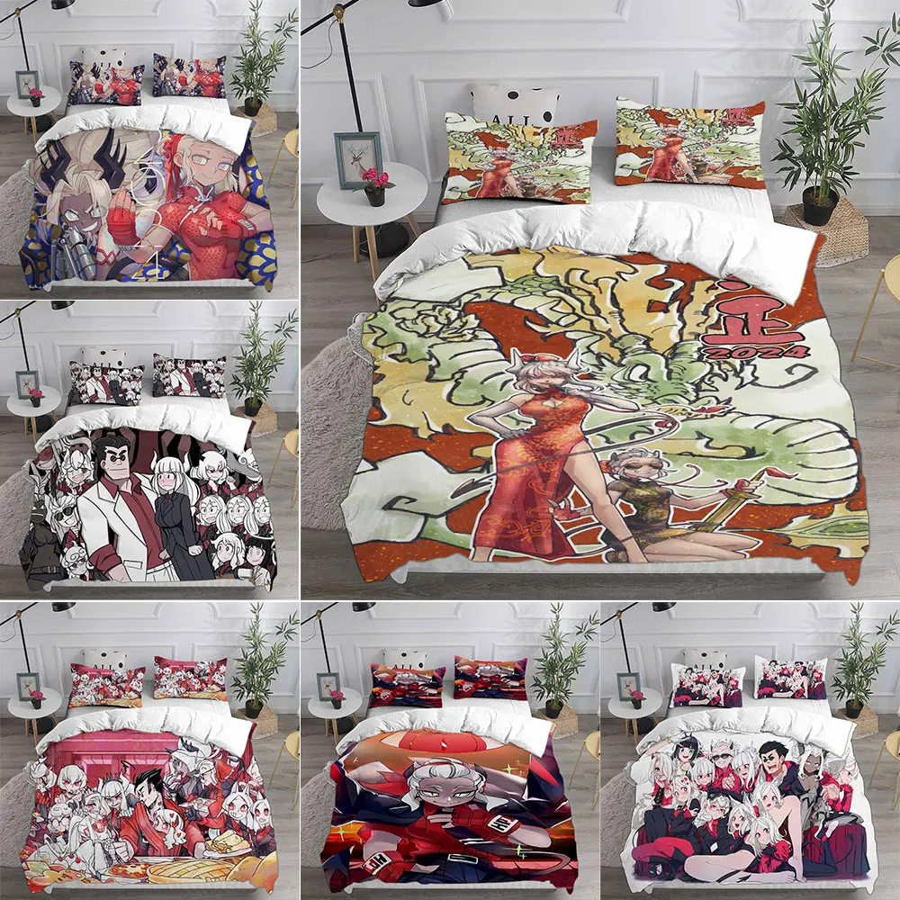 Helltaker Bedding Sets Comforter Quilt Bed Cover Duvet Cover Pillow Case 2-3 Pieces Sets Kids Adult Size