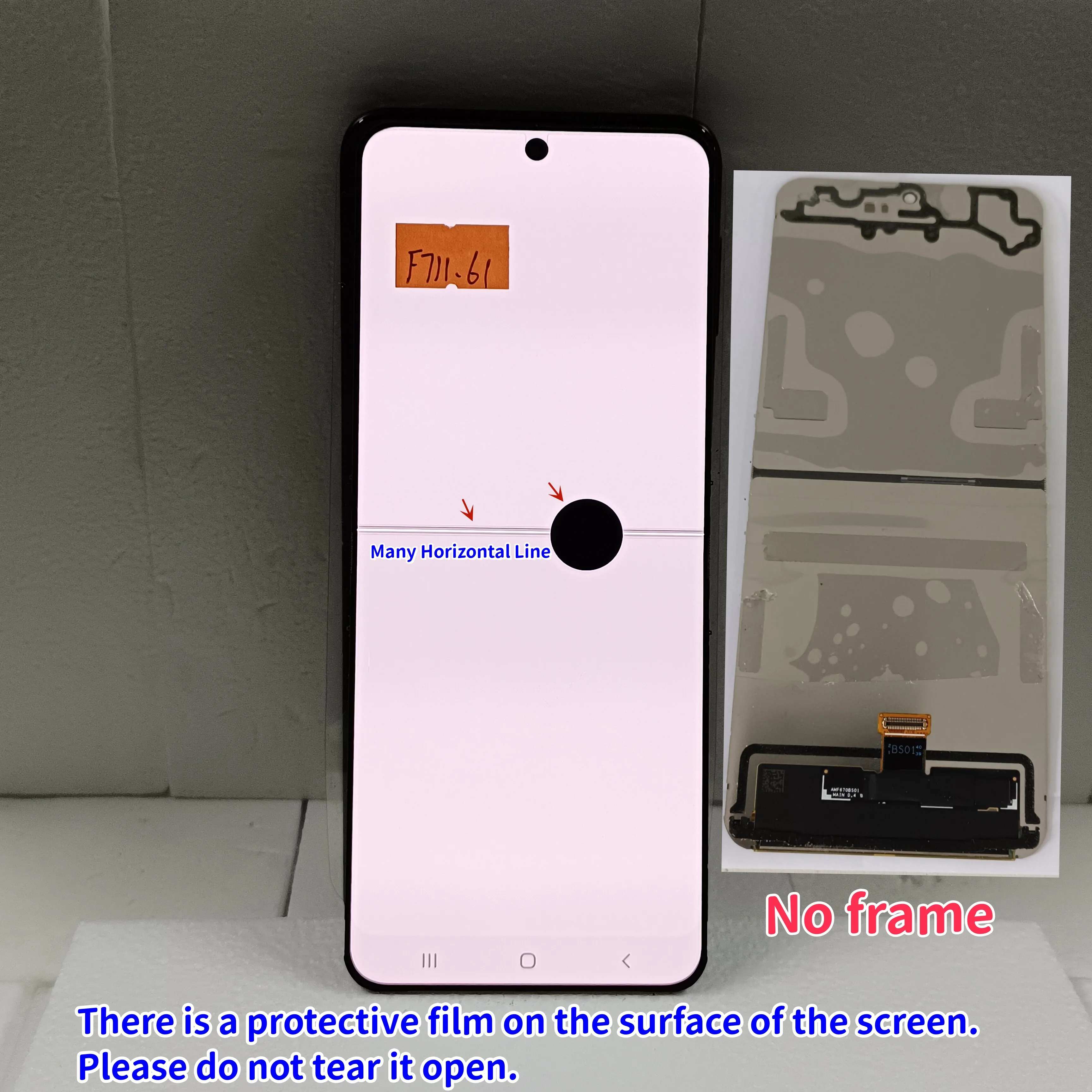 Super AMOLED For Samsung Z Flip 3 5G Touch LCD F711 F711B F7110 Display Touch Screen Digitizer Assembly With Defects With Frame
