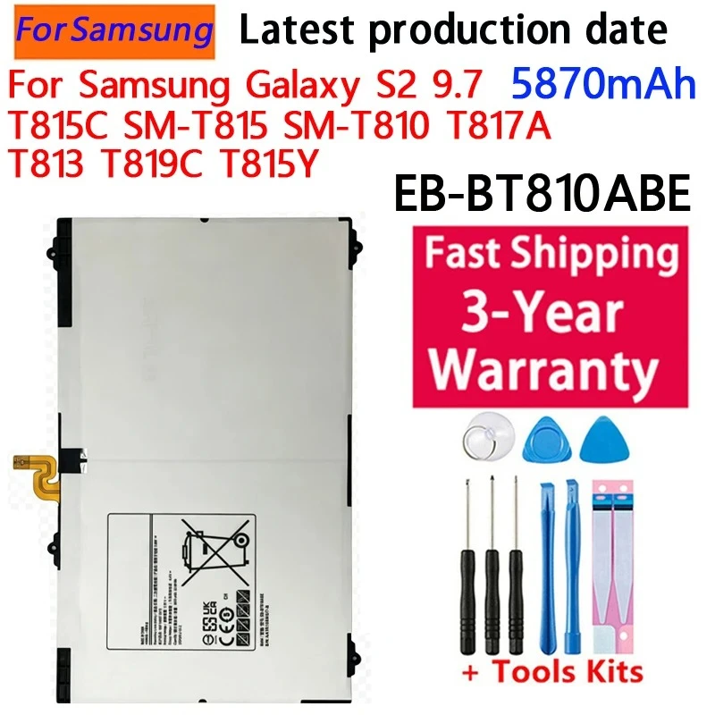 100% Tablet Battery EB-BT810ABE EB-BT810ABA For Samsung GALAXY Tab S2 9.7 SM-T815C SM-T810 SM-T817A SM-T813 SM-T819C 5870mAh