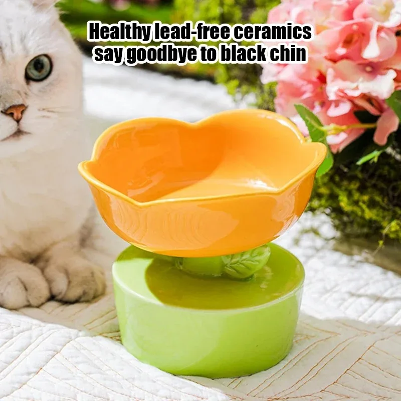 2024 Cute Pet Bowl Creative Flower-Shaped Bowl Cat Food Ceramics Water Bowl Pet Accessories For Cats Pet Products