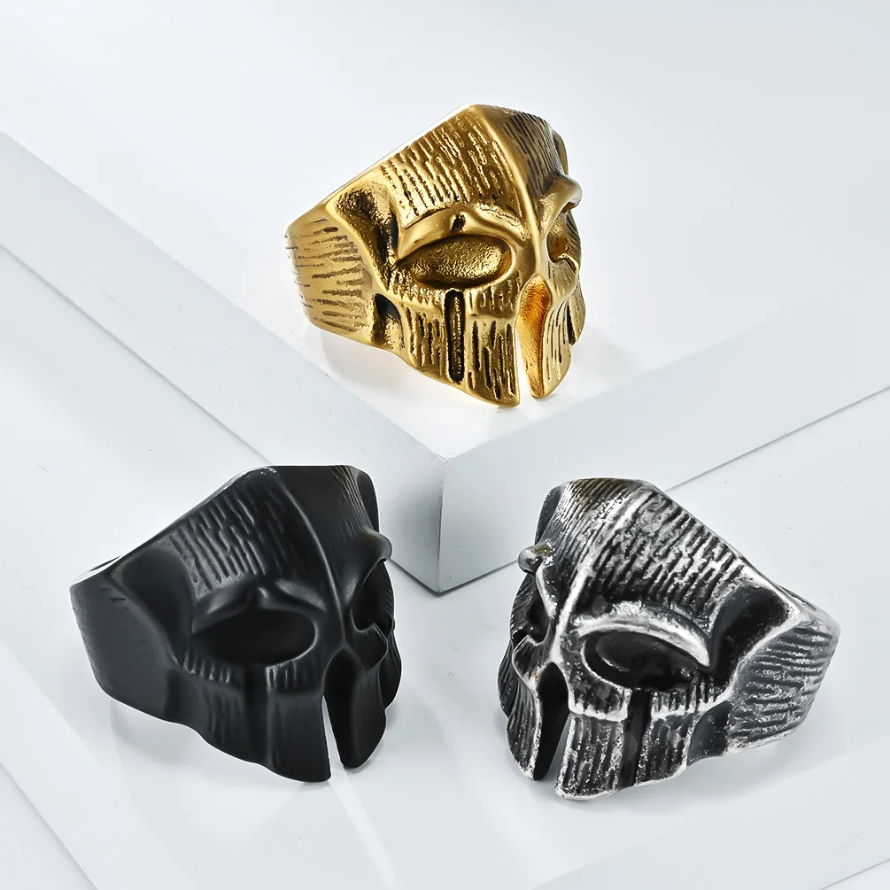 Vintage Spartan Warrior Skull Titanium Steel Ring for Men Personality Fashion Trend Daily Accessories Jewelry Gift