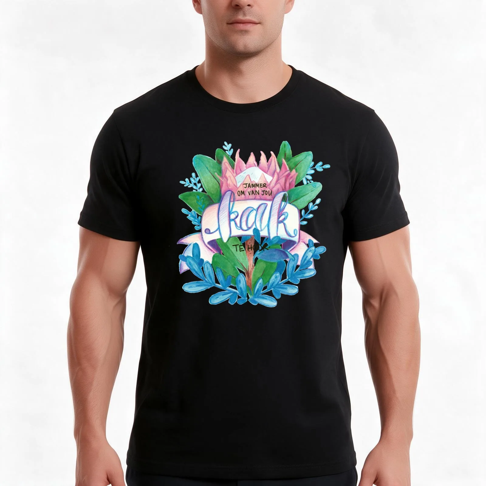 Jammer om van jou kak te hoor :) T-Shirt, Summer Casual Cotton Tee, Oversized Streetwear Tops, Vintage Graphic Print