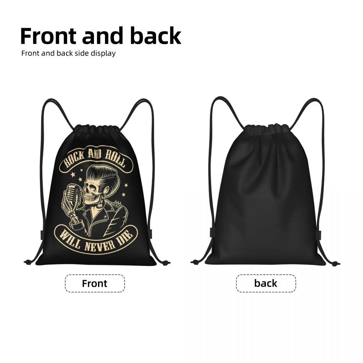 Custom Heavy Metal Rock N Roll Music Drawstring Bag for Shopping Yoga Backpacks Women Men Sports Gym Sackpack