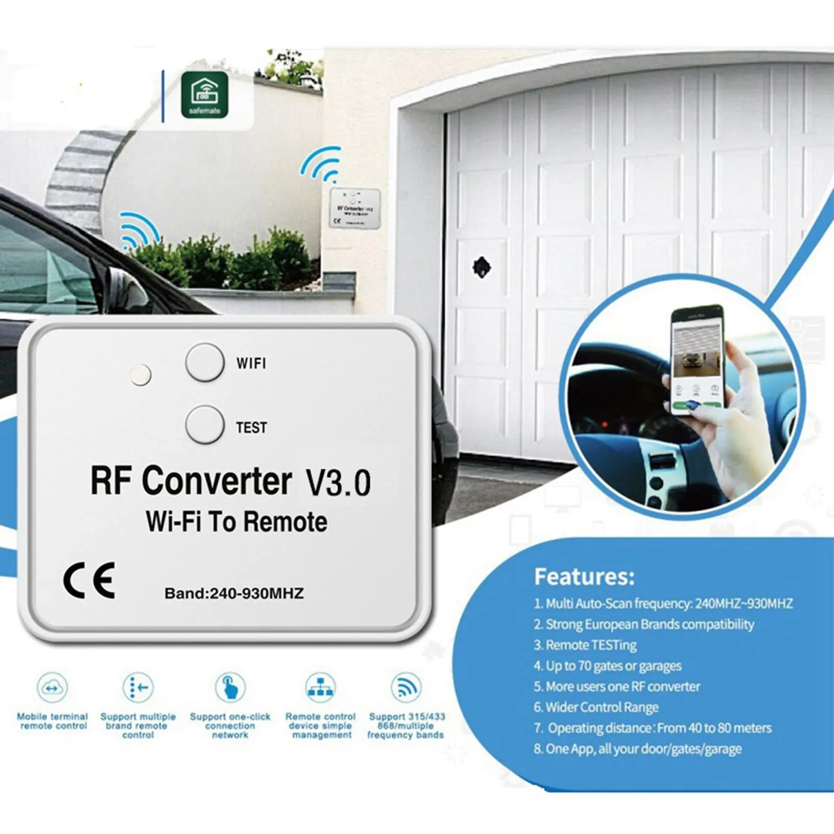 3X Universal Wireless Wifi To RF Converter Phone Instead Remote Control 240-930Mhz For Smart Home-[A51I]