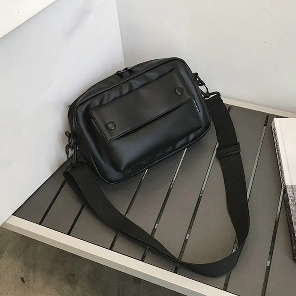 

All-match Korean Style Square Message Bag Causal Large Capacity PU Crossbody Bag Solid Color Sports Shoulder Bag Outdoor