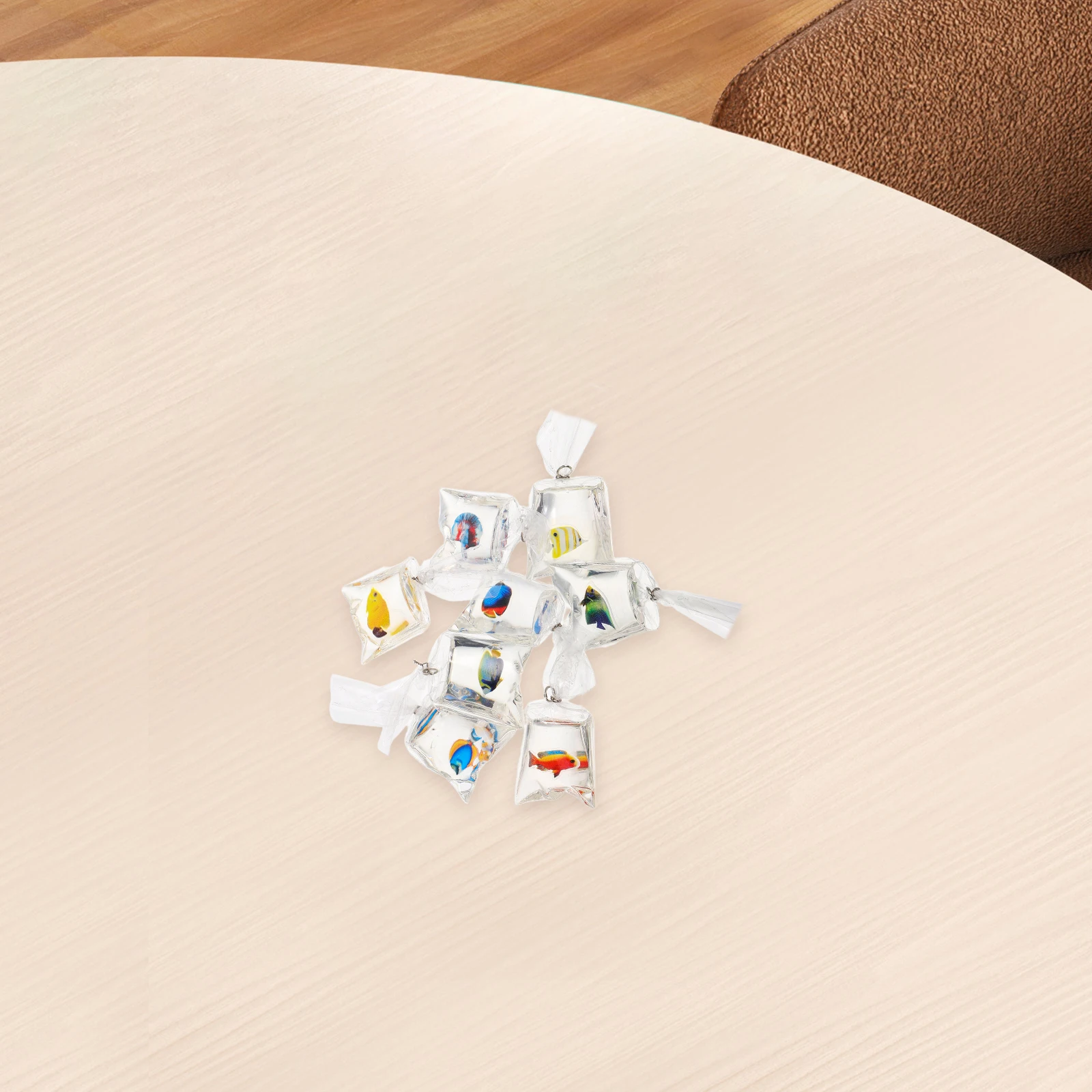 8 個透明樹脂ジュエリーキーホルダーチャームポケット Diy 所見海洋動物ペンダント面白い金魚チャーム樹脂金魚