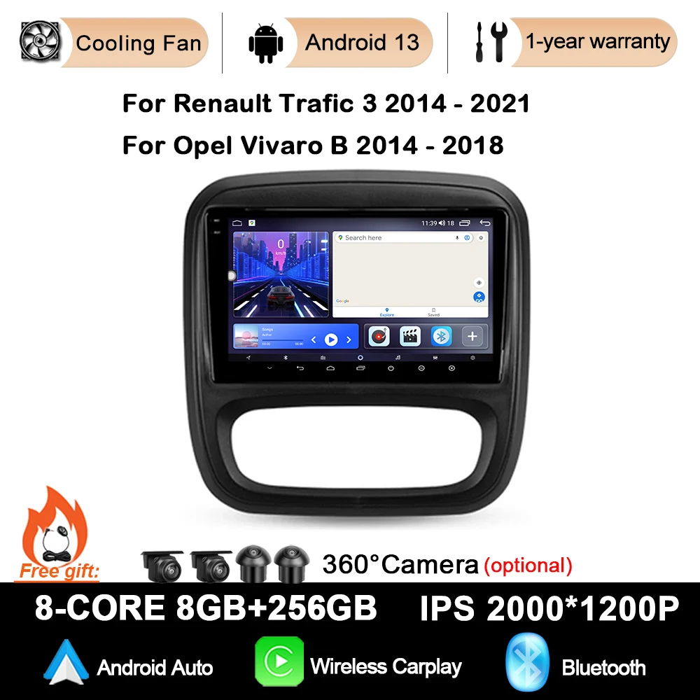 

Car Radio Multimedia Navigation GPS WIFI NO 2DIN For Renault Trafic 3 2014 - 2021 For Opel Vivaro B 2014 - 2018 Android13 DSP