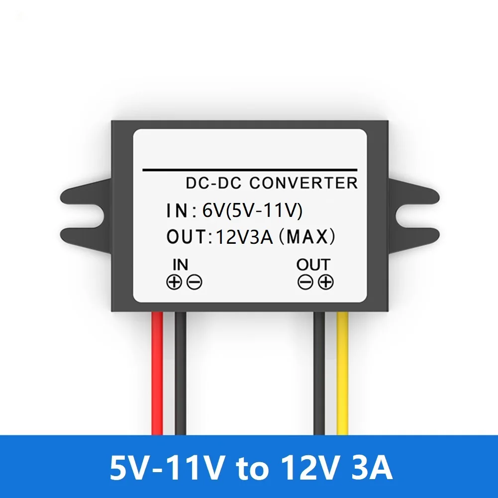 IP68 Rated 12V 3A Step-Up Power Supply 36W Output Converts 5-11V DC Input for Car Boat for Truck LED Motor Monitoring Systems