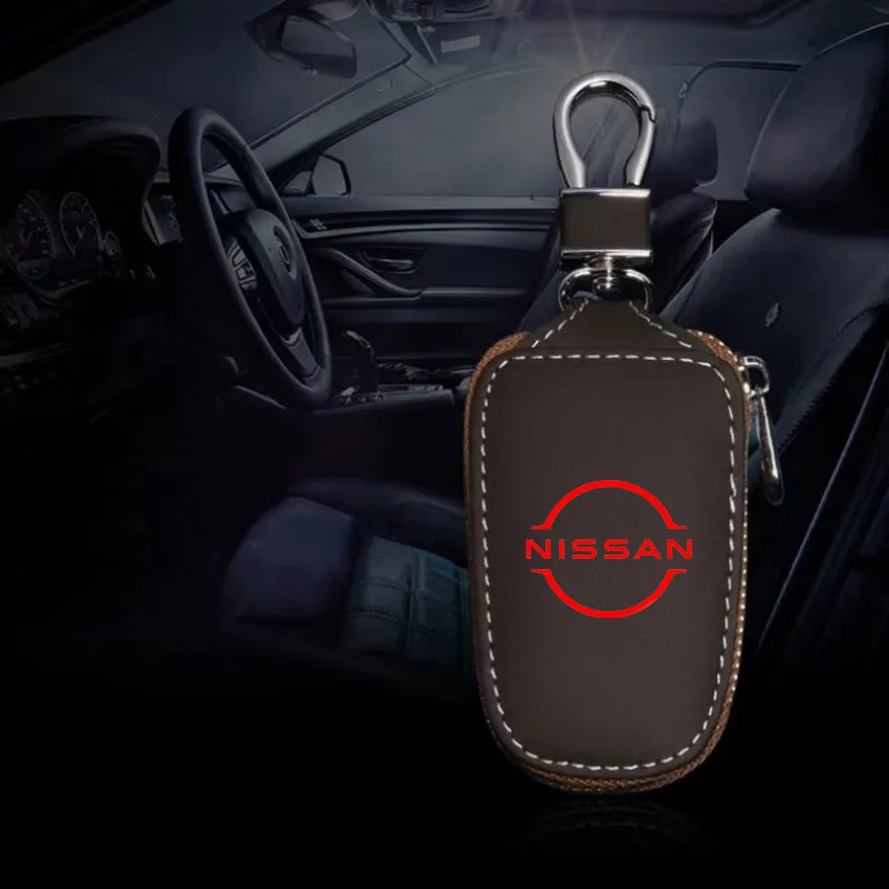 Car Key Fob Case Leather Car Smart Key fob Holder For Nissan Qashqai Sylphy Teana Tiida Navara Auto Accessories