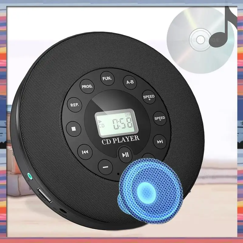 AC18(Guaranteed) Built-In Mic MP3 Compatible Portable CD Player Anti-Skip Audio Device For Car Speakers With Recording Functiona