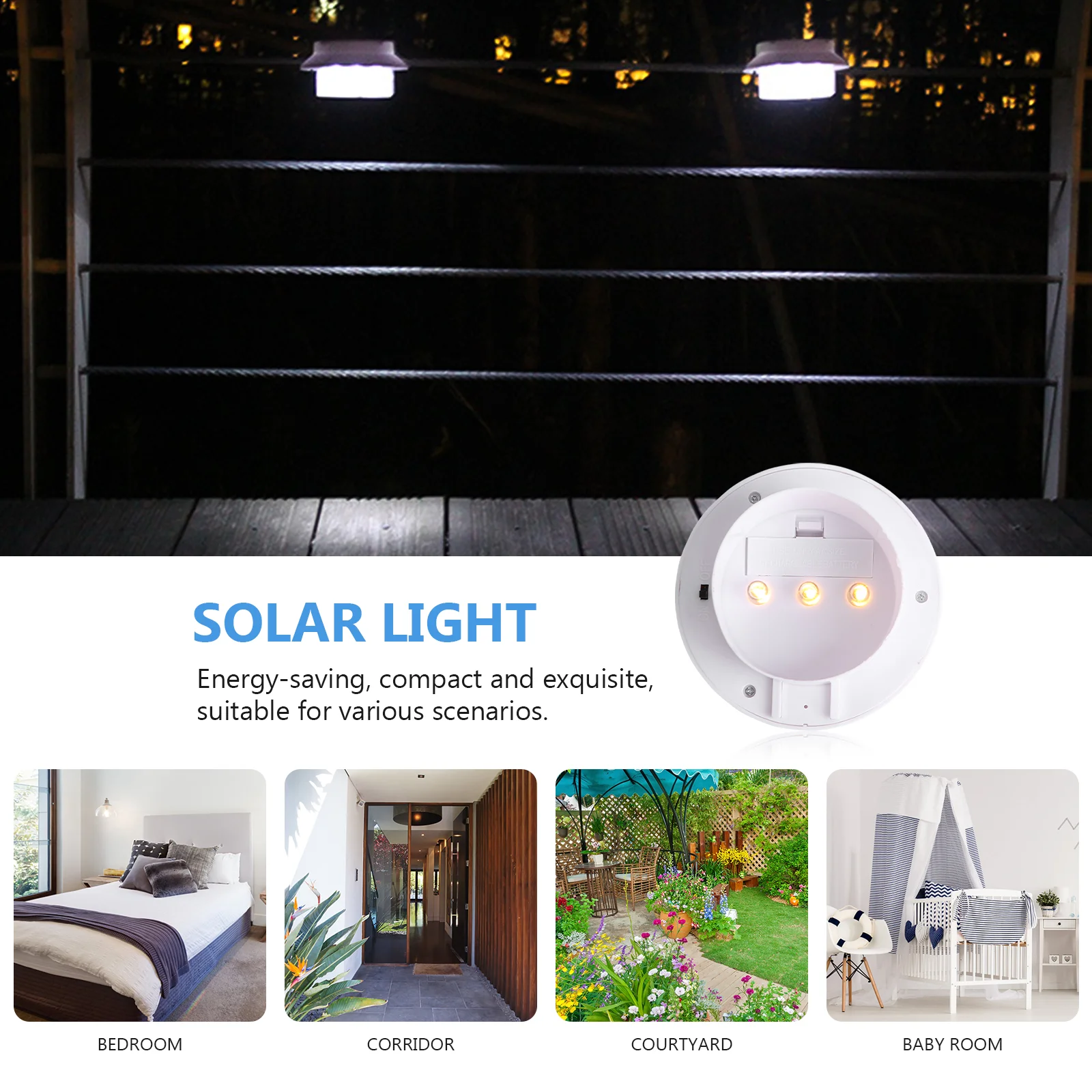 

Sink Light Solar Led Warm White Gutter Lights Outdoor Column outside Creative Lamp Pillar Fence