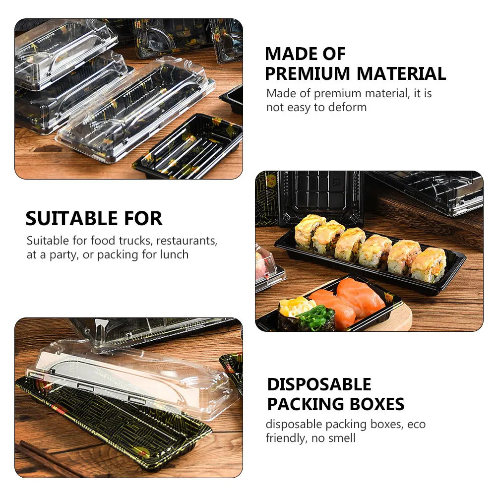 

20pcs Sushi Packaging Box Disposable Plastic Food Container For Take Out Carry Lunch Party Bento Eco-Friendly Packing Container