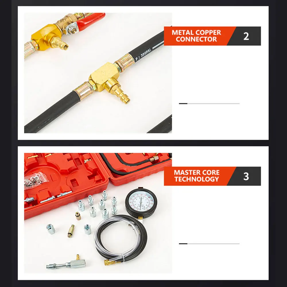 TU-443 Fuel Pressure Gauge Combustion Pressure Detection Tool Metal Copper Connector Auto Repair Tools