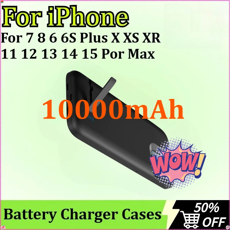 

For IPhone 7 8 6 6S Plus Charging Case for IPhone X XS XR 11 12 13 14 15 Por Max Power Bank Cover 10000mAh Battery Charger Case