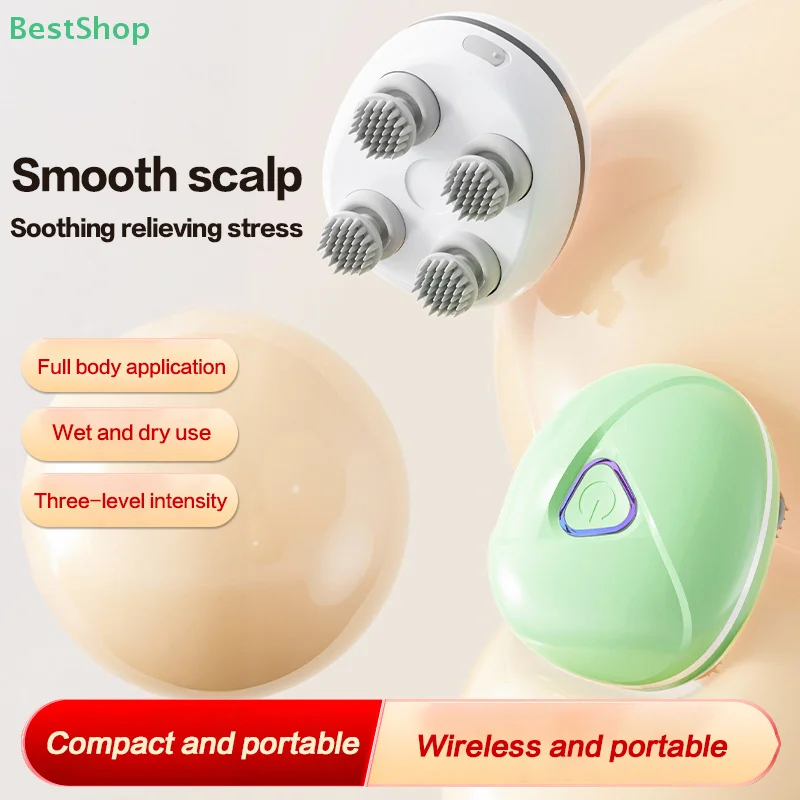 

Электрический ручной массажер для головы, антистресс, расслабляющий массаж тела, массажер для снятия мышечного напряжения с четырьмя вращающимися массажными головками