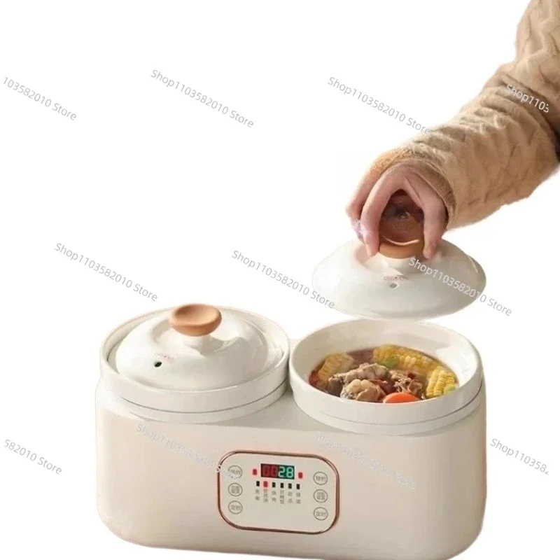 Geeignet für 220 V Doppeltopf, elektrischer Slow Cooker, Keramik-Eintopf für Suppe, Brei, Reis, Kochen, Heimküchengerät, individuell anpassbar