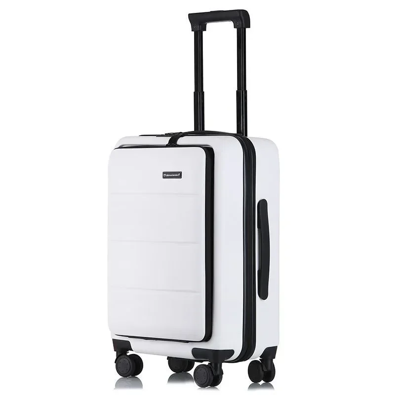 Bagagem de mão com bolso frontal, mala rígida expansível com porta USB, 20 polegadas