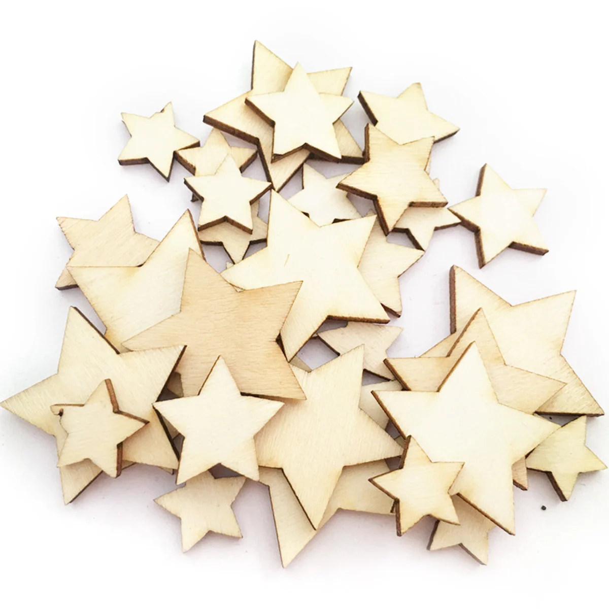 200 Pcs Decor Star Craft Wood Wooden Ornaments Hollow Out Unfinished Crafts Shapes