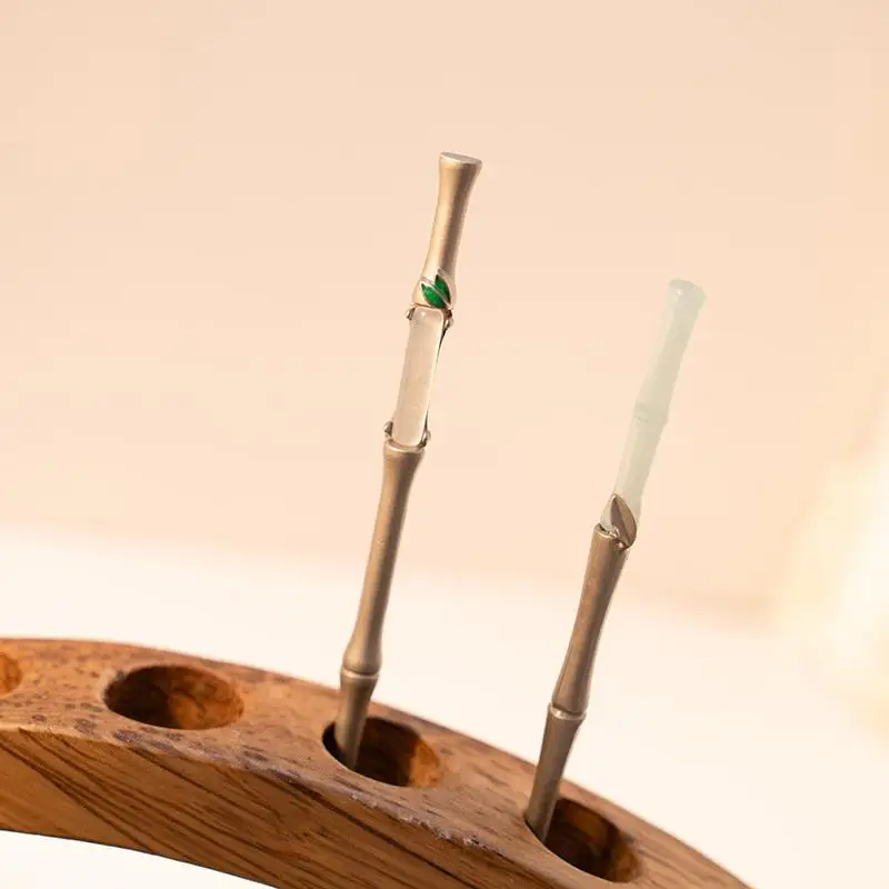 1pc Ancient Style Jade Bamboo Hairpin with a High-End Feel, New Chinese Style Bamboo Hairpin Hairpin
