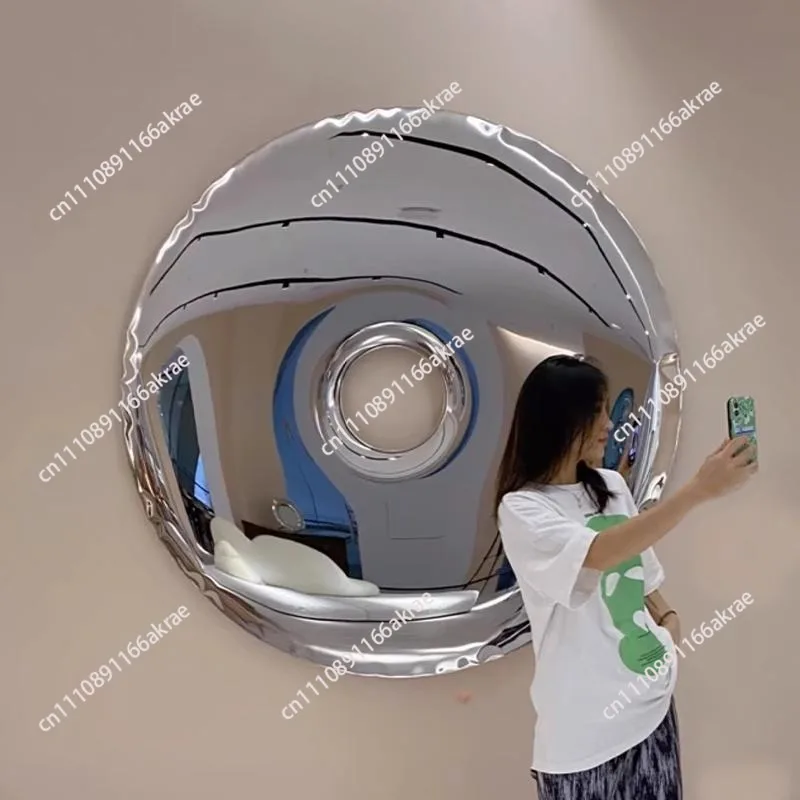 for Minimal stainless steel round doughnut living room  decoration hotel model room background wall pendant