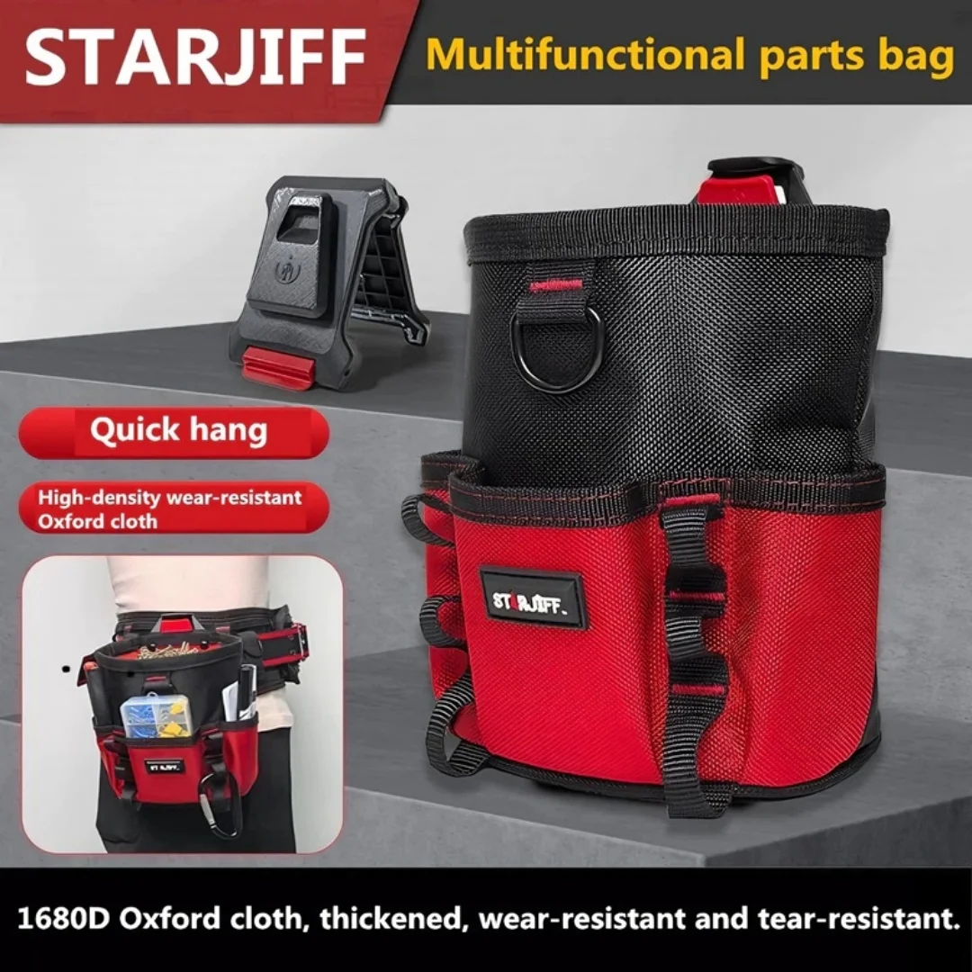STARJIFF HC-2550 Quick-Hanging Waist Bag Multifunctional Parts Bag 1680D Oxford Cloth Wear-Resistant Woodworking Nail Pocket