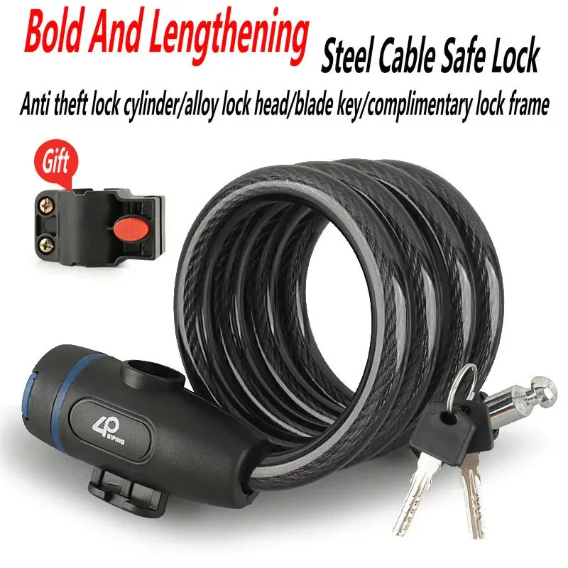 

Bike Locks Anti Theft Bicycle Steel Cable Lock With Mounting Bracket Bicycle Lock For Road Bike Mountain Bike Scooters