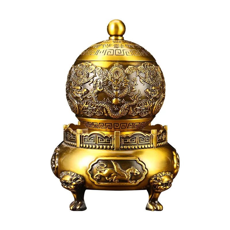 Brass Incense Burner Ornament: Office Study Room Pure Copper Tray Incense Burner