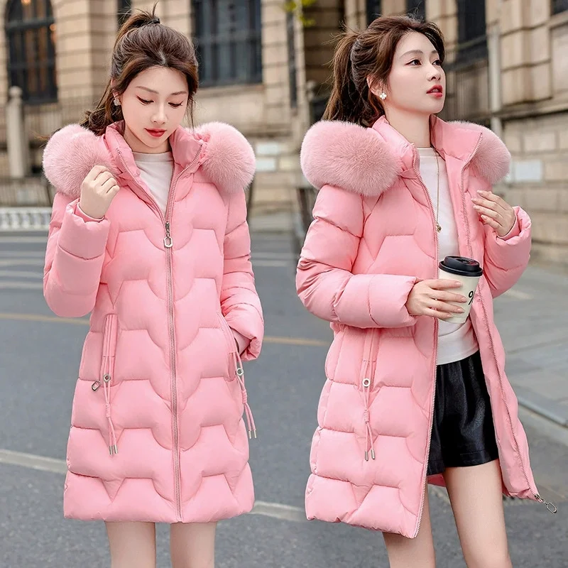 

New Down Cotton-Padded Jacket Women Long 2025 Winter Parkas Thick Fashion Outwear High-End Hooded Warm Cotton Padded Coat Female