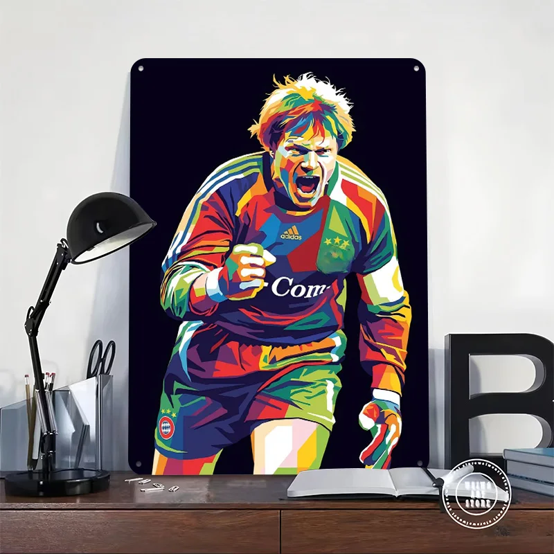 Oliver Kahn Pop Art Portrait Metal Poster Customized Wall Art Retro Vintage Metal Tin Signs for Living Room Decoration Wand Deko