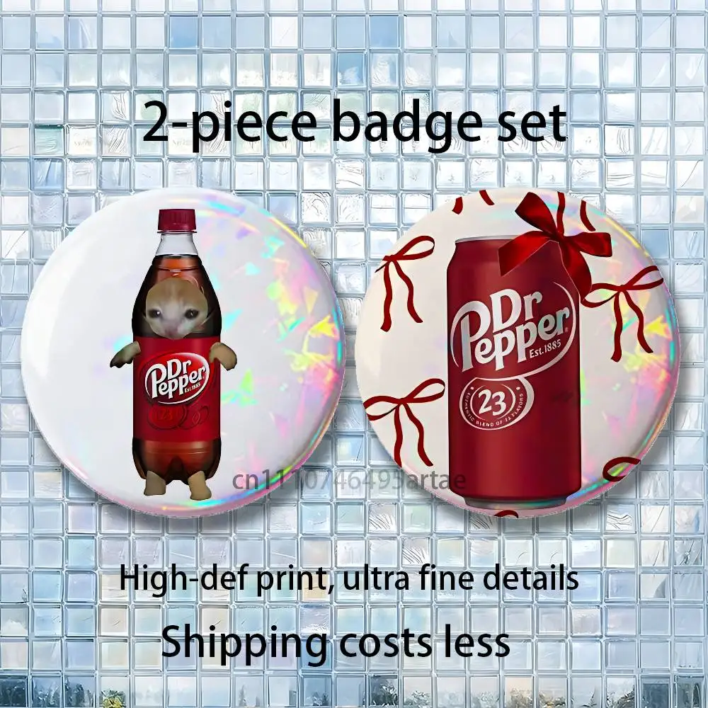 D-Dr Drink P-PepperS Brooches for Backpack Accessories 25,32,44,58,75mm Round Enamel Pins 2-piece set Cartoon Anime Badge