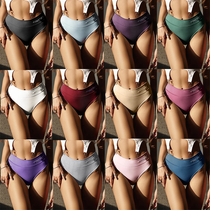 4PCS/Set Sexy High Waist Bodyshaper Panties Women Underwear Thong FINETOO Lingerie Shapewear Panties Female Sexy G-String T-back