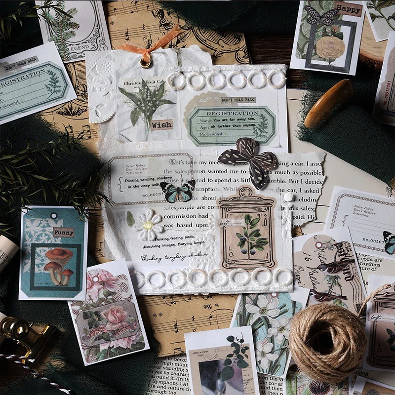 

Vintage Plant Sticker Book, Multi-Element Creative Supplies, Highly Versatile for Various Scenes, Perfect for Craft Enthusiasts