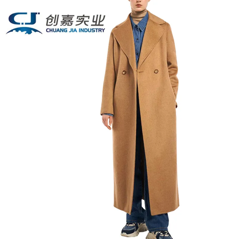 High-end Sheep Wool Autumn and Winter Women's Coat Camel Wool French Simple Soft Warm Long Coat Elegant Atmosphere