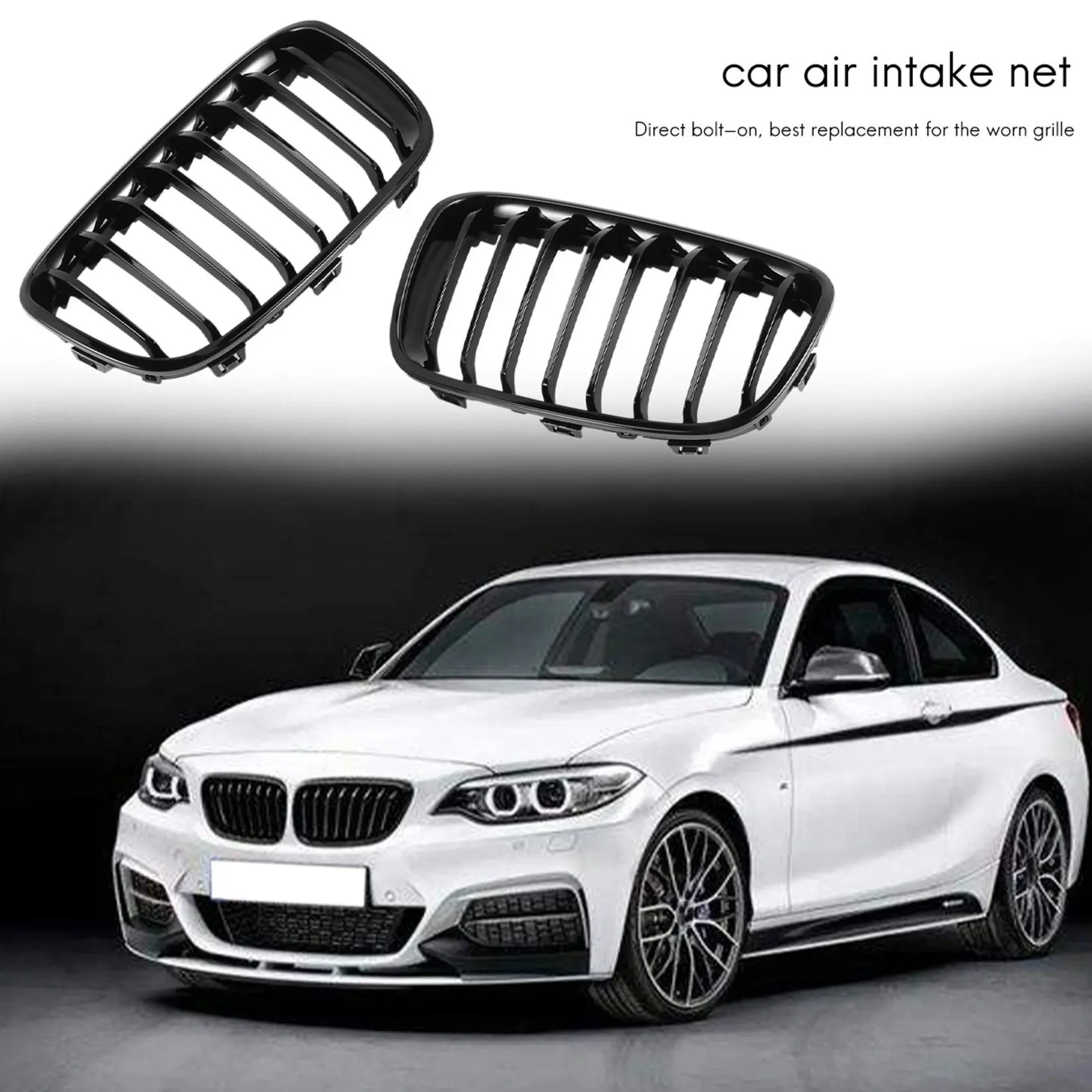 Bright Black Front Kidney Grill Grille For Bmw F20 F21 1 Series 2011-2014