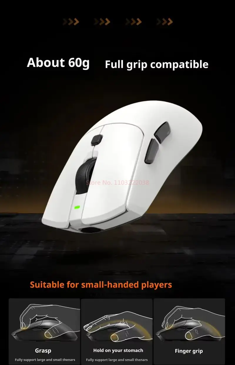 Rawm SH01S ماوس رياضي إلكتروني لاسلكي خفيف الوزن وقابس ساخن مايكرو بلوتوث متوافق مع Paw3395 لألعاب الكمبيوتر والاستخدام المكتبي #6