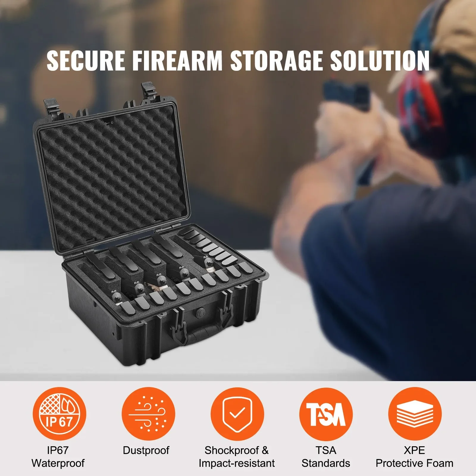 5개의 권총을 위한 사전 절단된 라이닝 잠금 가능 권총 케이스가 있는 견고한 권총 케이스