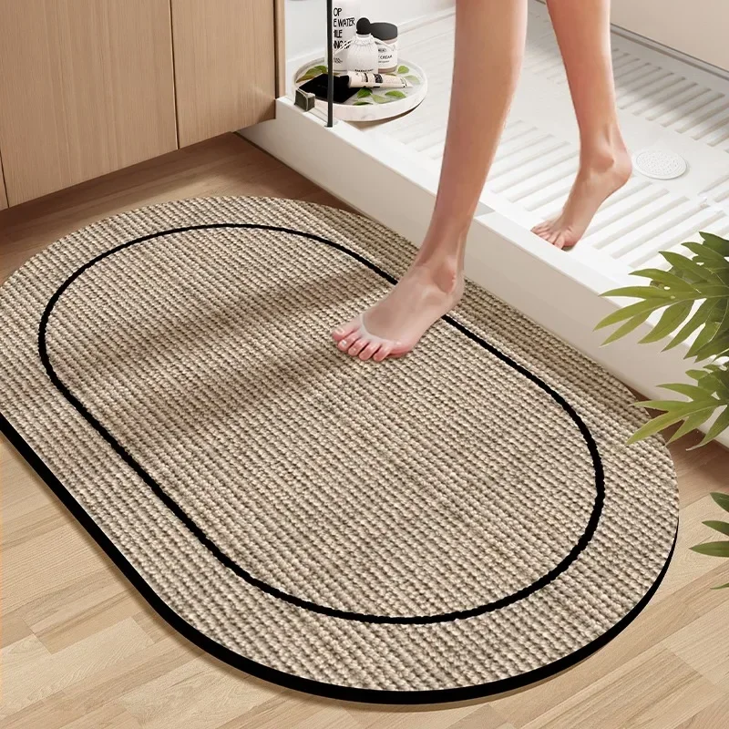 

Bathroom Carpet Non-slip Imitation Woven Texture Floor Mats Washable Absorbent Bath Mat Water-absorbent Quick-drying Rug 욕실 카펫