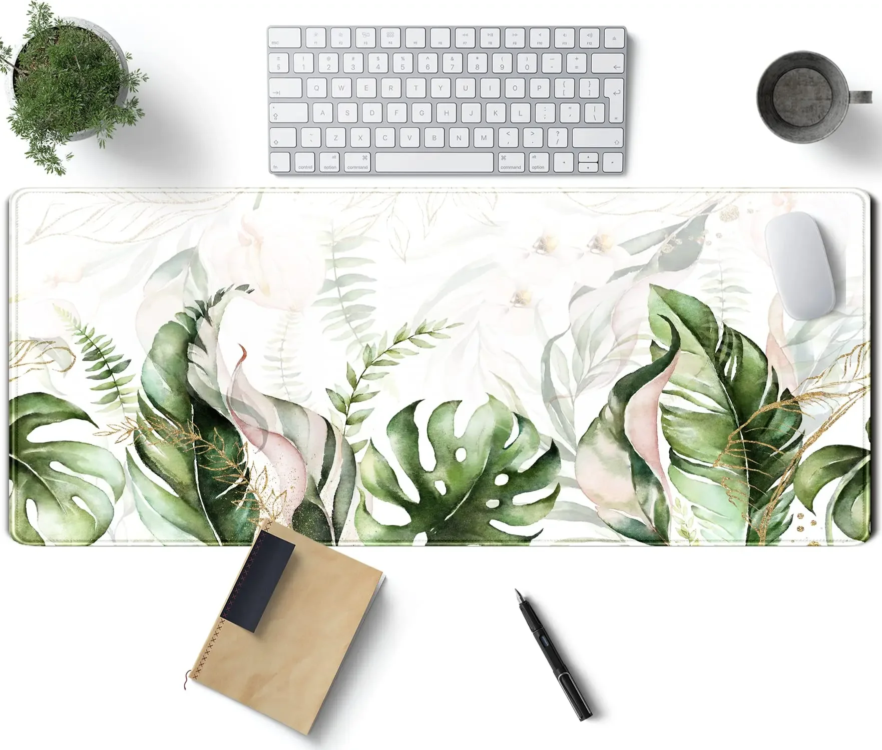 Mousepad Large Home Desk Mats Mouse Pad Green Tropical Plants Mat Office Soft Carpet Anti-slip Natural Rubber Desktop MousePads