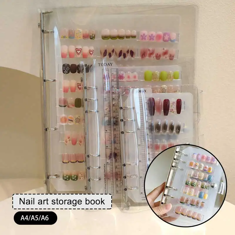 Loose Leaf Nail Art Piece Display Book A4/A5/A6 Inner Page Press On Nail Storage Album Manicure Color Chart Organizer