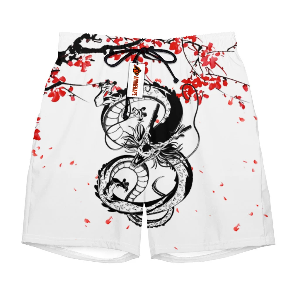 

2026 Summer Dragon Ball Shenron Red Plum Blossom Print Quick Dry Shorts Men Anime Dragon Casual Breathable Beach Shorts