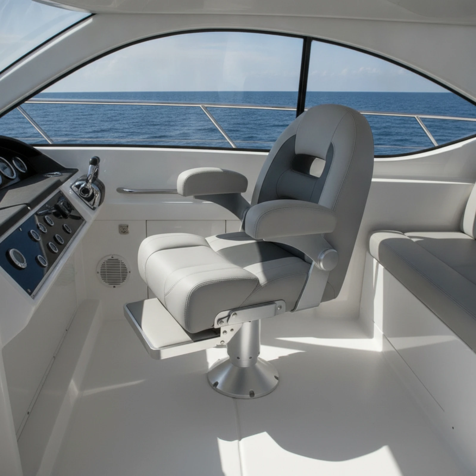 Helm's Chair with Armrests Comfortable High-Back Marine Seat Helm Chair with Armrest Sturdy Seating Heavy-Duty