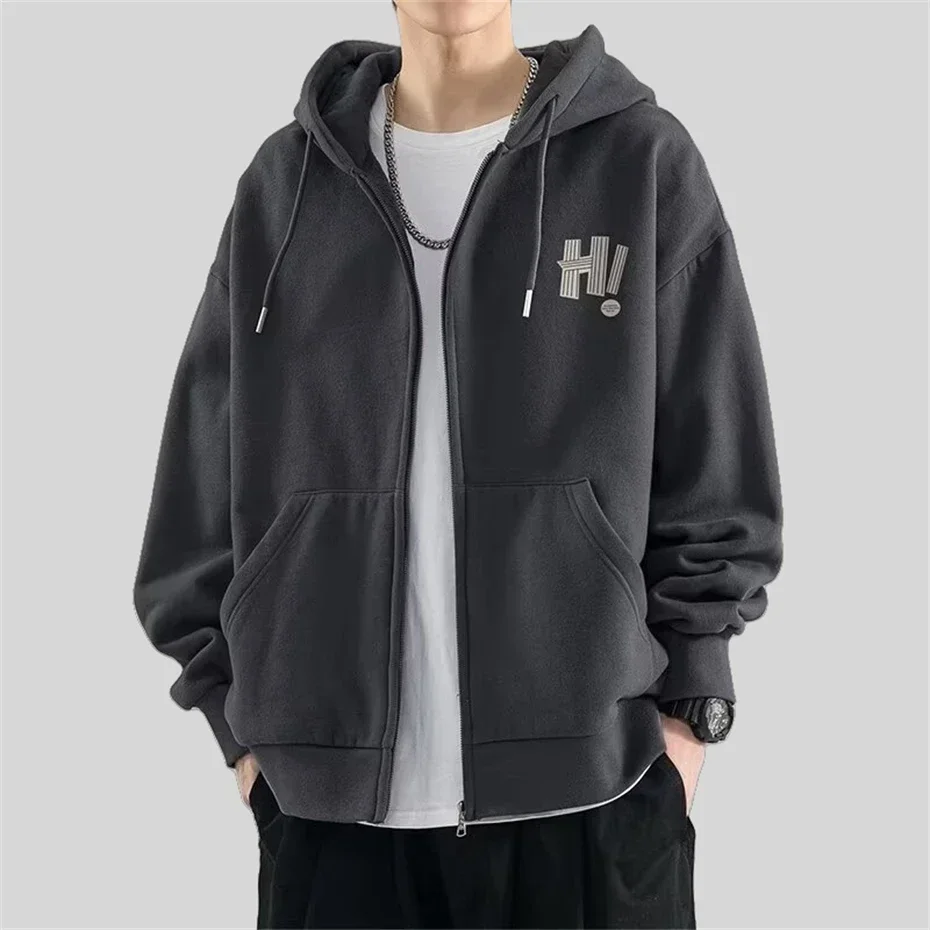 

Print Zipper Hoodies Men Thick Fleece Warm Hoodie Casual Vintage hooded Sweatshirts Pocket Hoodie Autumn Winter Couple