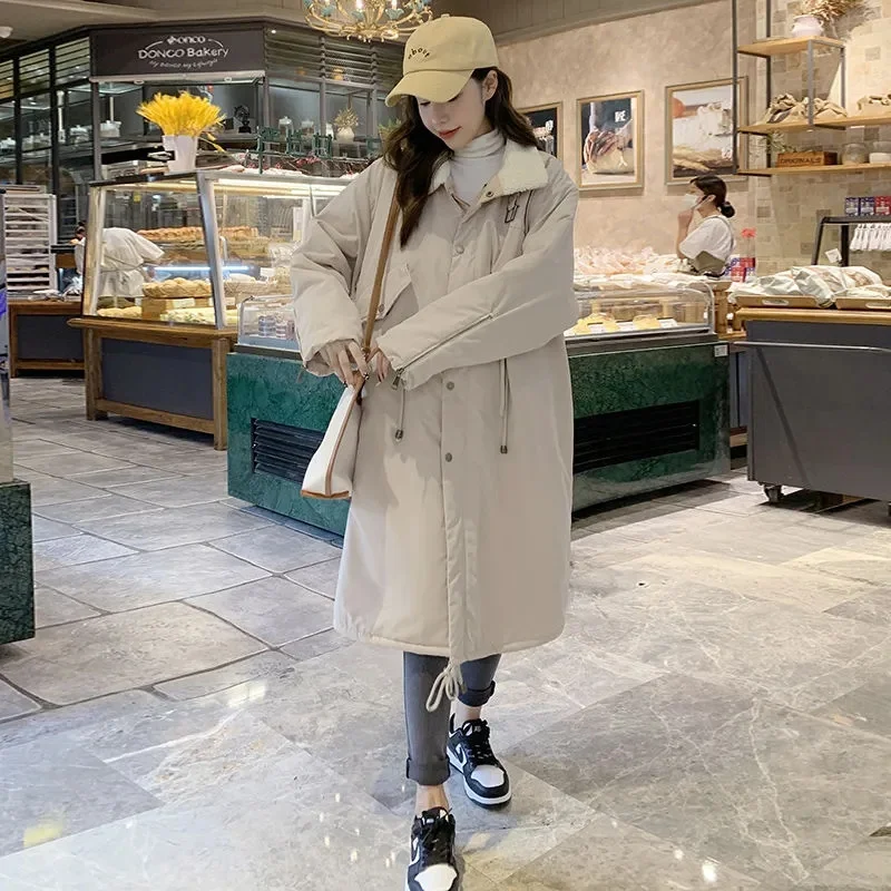 Pregnant Women Cotton Coat 2023 Winter New Coat Medium length 200kg Loose plush Thickened Lamb Hair Late Pregnancy Cotton Jacket